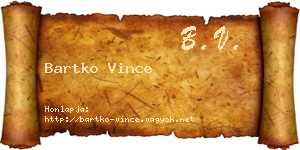 Bartko Vince névjegykártya